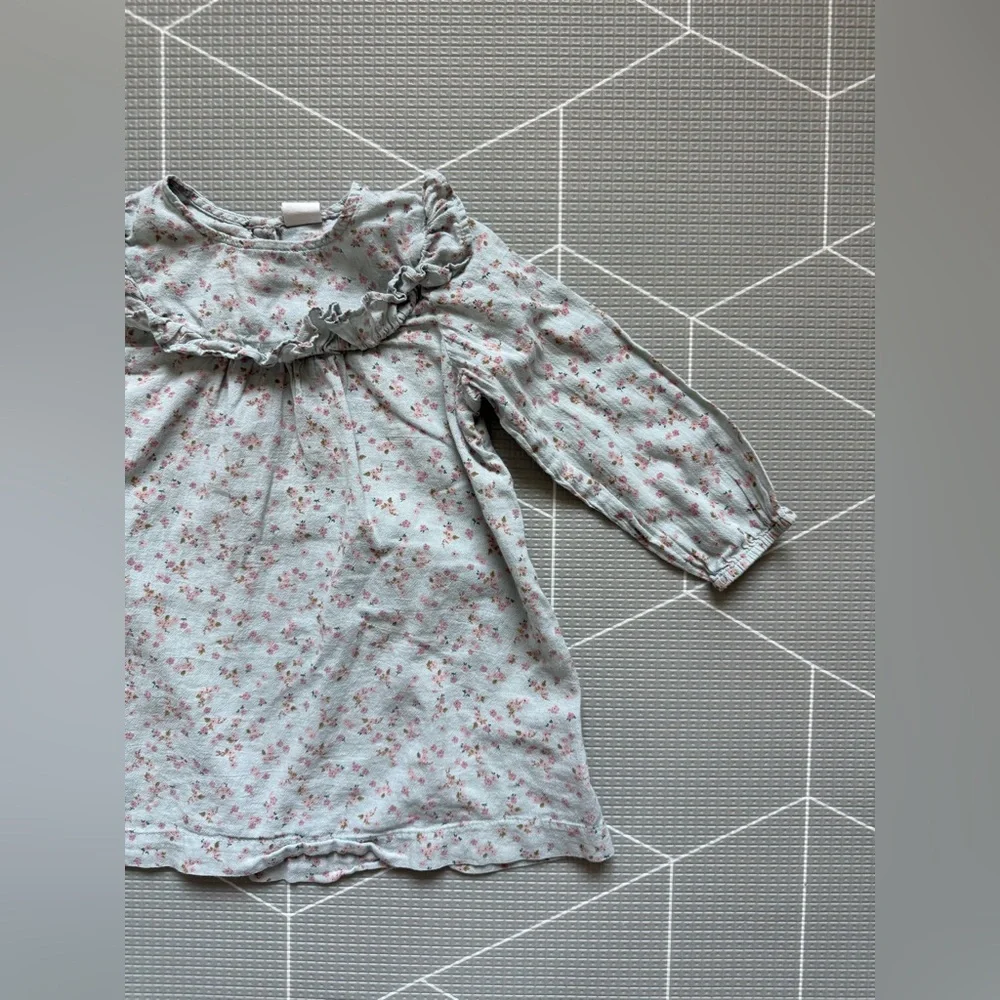 H&M|Baby girl/toddler long sleeve ditsy floral cottagecore dress w Ruffles•Boho